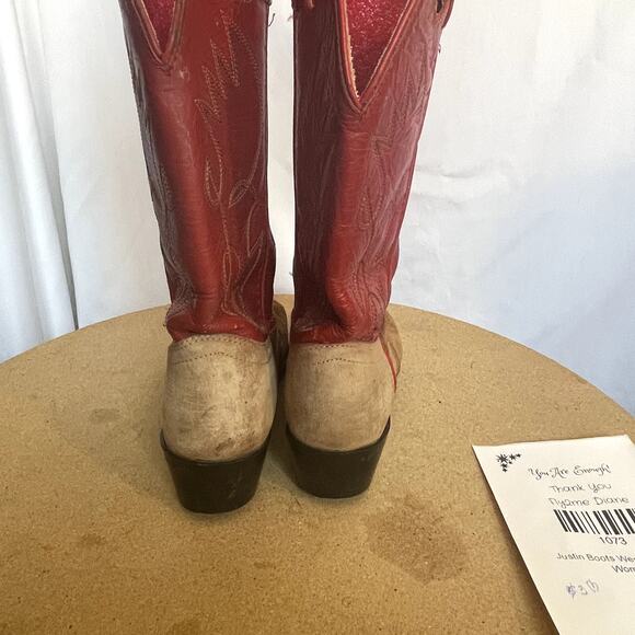 Justin Western Boots Size 6 D Red tan women Leather - Picture 4 of 11